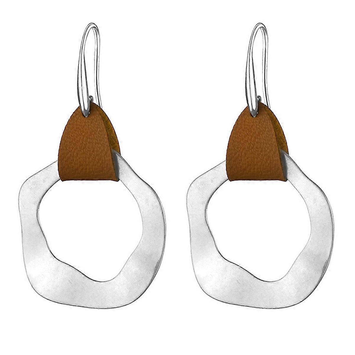 Women's personalized sand silver round geometric irregular earrings