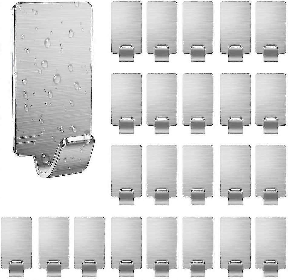 24 Pcs Hooks Self-adhesive, Stainless Steel Towel Hooks Clothes Hooks