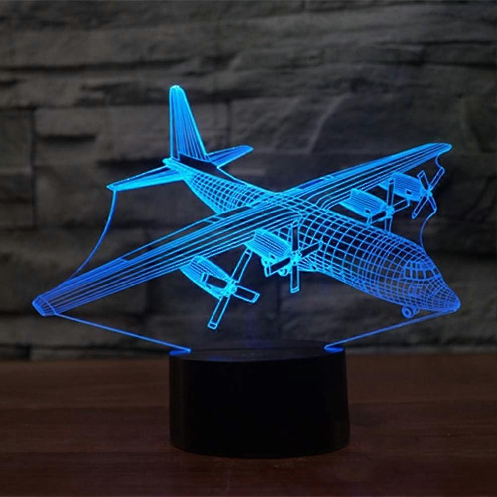 2025 New Creative 3D Light Aircraft Model Illusion 3D Lamp LED 7 Color Changing USB Touch Sensor Desk Lamp Night Light