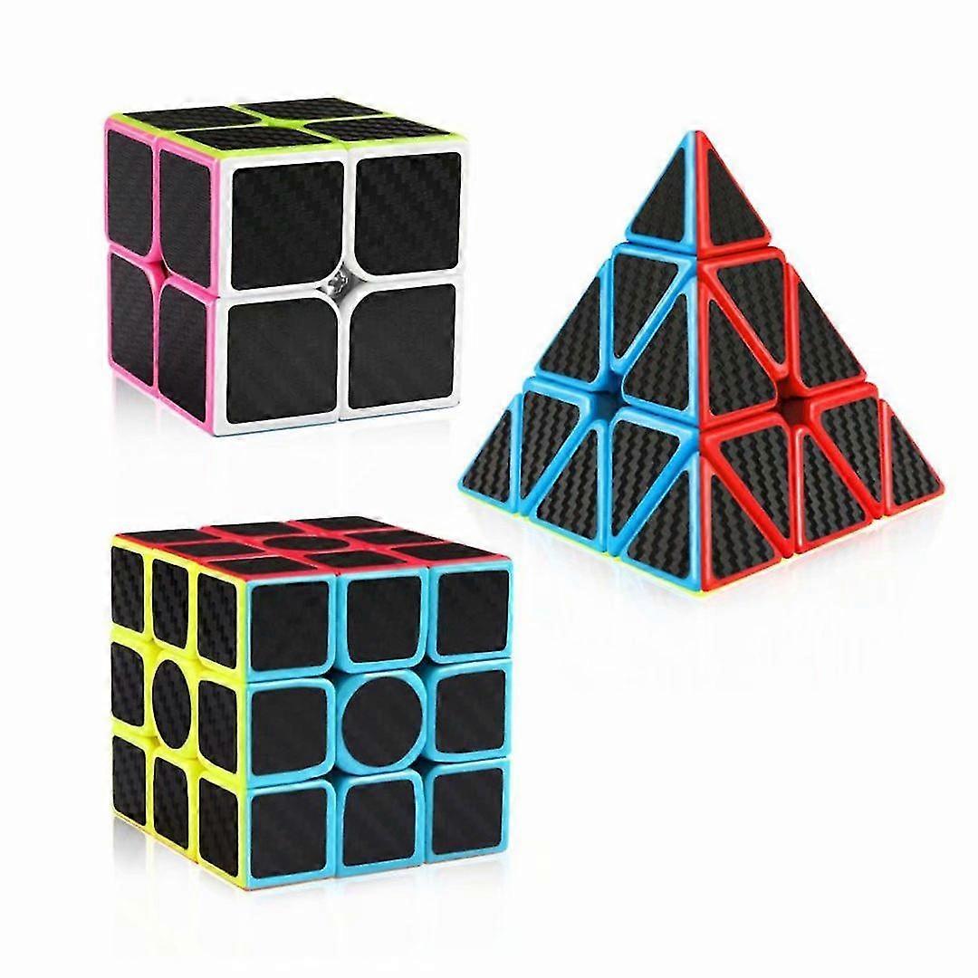 Speed Cube Set Carbon Fiber 2x2 3x3 Pyraminx Bundle, Magic Cube puzzle játékok gyerekeknek