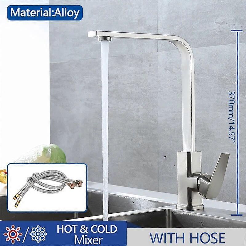 Square Kitchen Faucet Matte black/Chorme Hot and Cold Kitchen Sink Tap 360 Degree Rotation Mixer Deck Mounted Water Taps