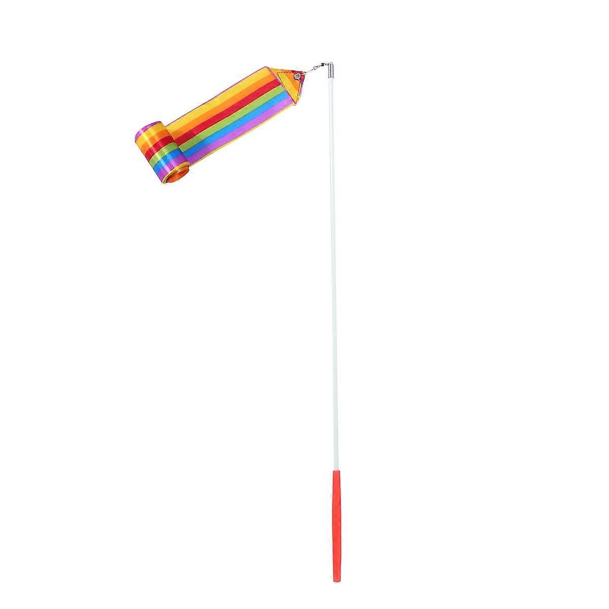 10pcs אמנות אומנותית קצבית סרט התעמלות עם מקל ילדים רוקדים סטרימרים מוט מסתובב ריבנד (רב צבע)