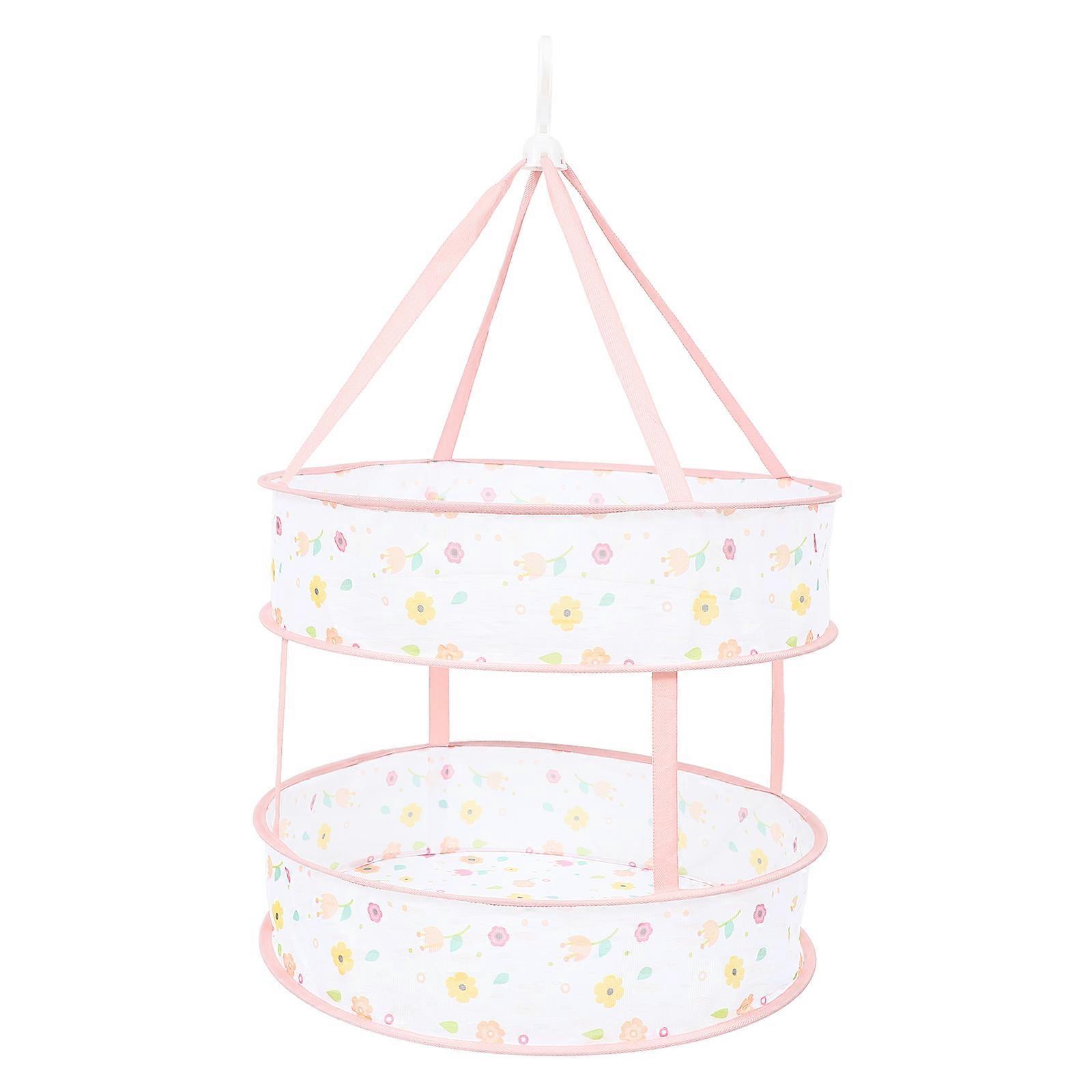 Folding Clothing Drying Basket Windproof Hanging Drying Rack Clothes Mesh Basket