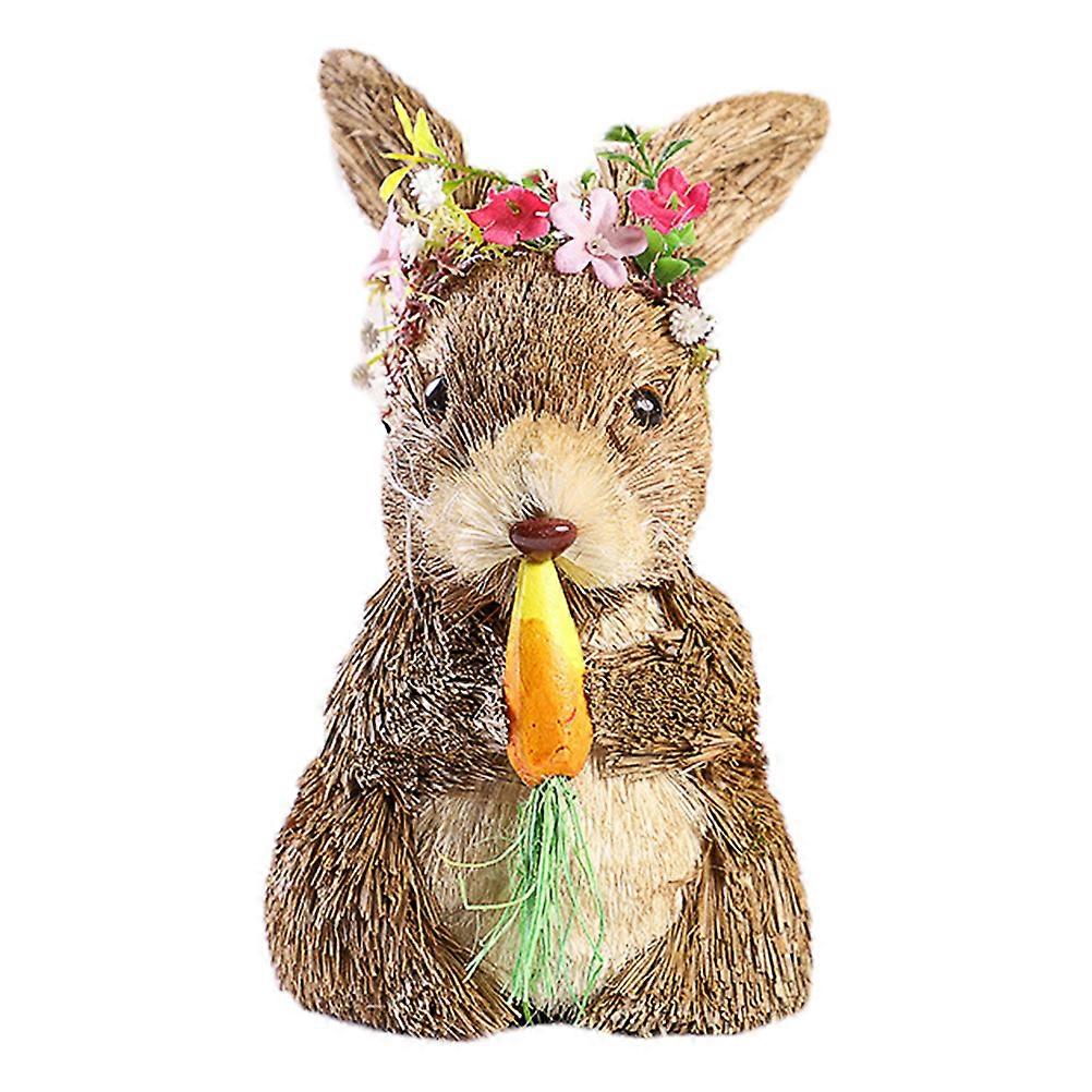 1Pc Hand-woven Rabbit Adornment Emulation Desktop Decor Easter Ornament