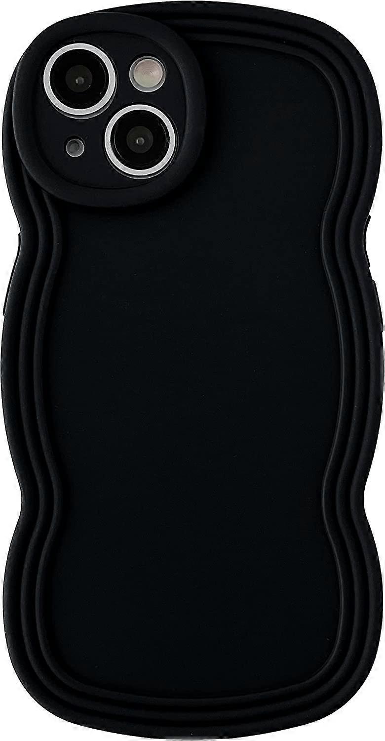 Curly Wave Frame Solid Color Soft Compatible with iPhone Case (Pink,iPhone 13 Pro Max)