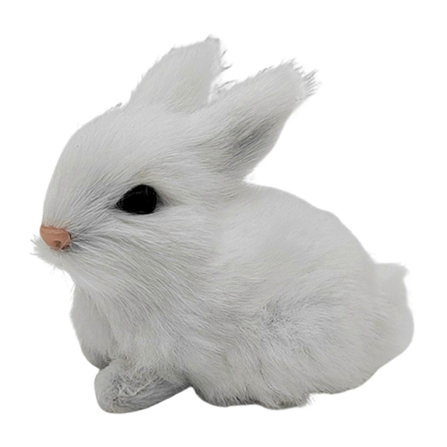 1/5Pcs Plush Rabbit Figurine Realistic Simulation Bunny Model Lifelike Artificial Fur Animal