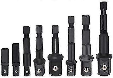 8 Piece Drill Socket Adapter Set, Hex Shank Impact Driver Socket Adapter, Socket To Bit Adapter 1/4" 3/8" 1/2" Impact Driver Adapter