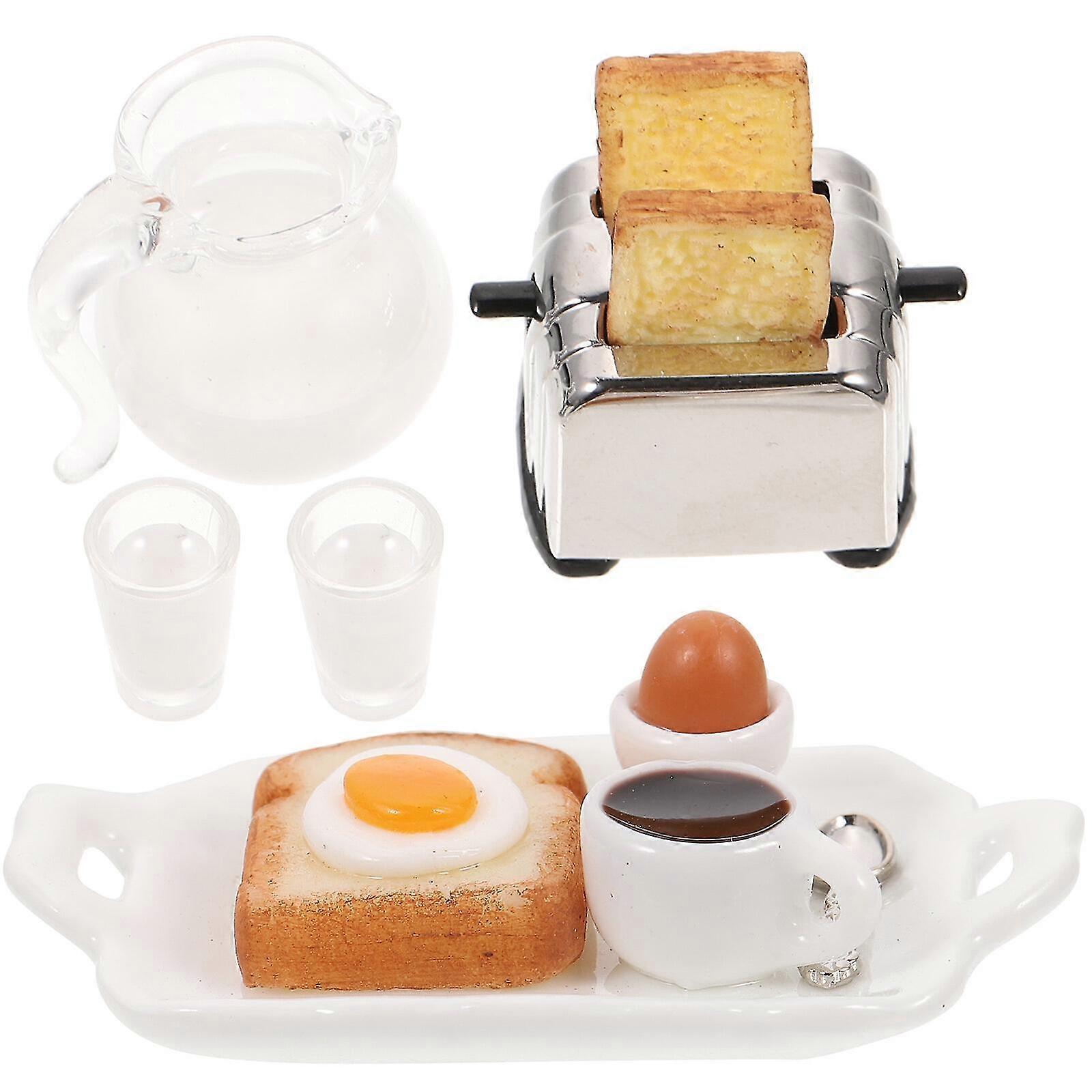 1 Set Doll House Decoration Accessories Miniature Scene Model Breakfast Set Bread Machine