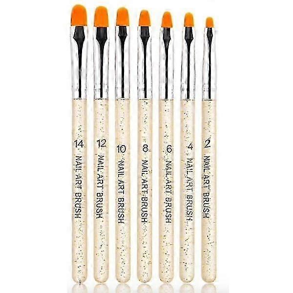 7 pcs Acrylic Nail Brushes - Gold