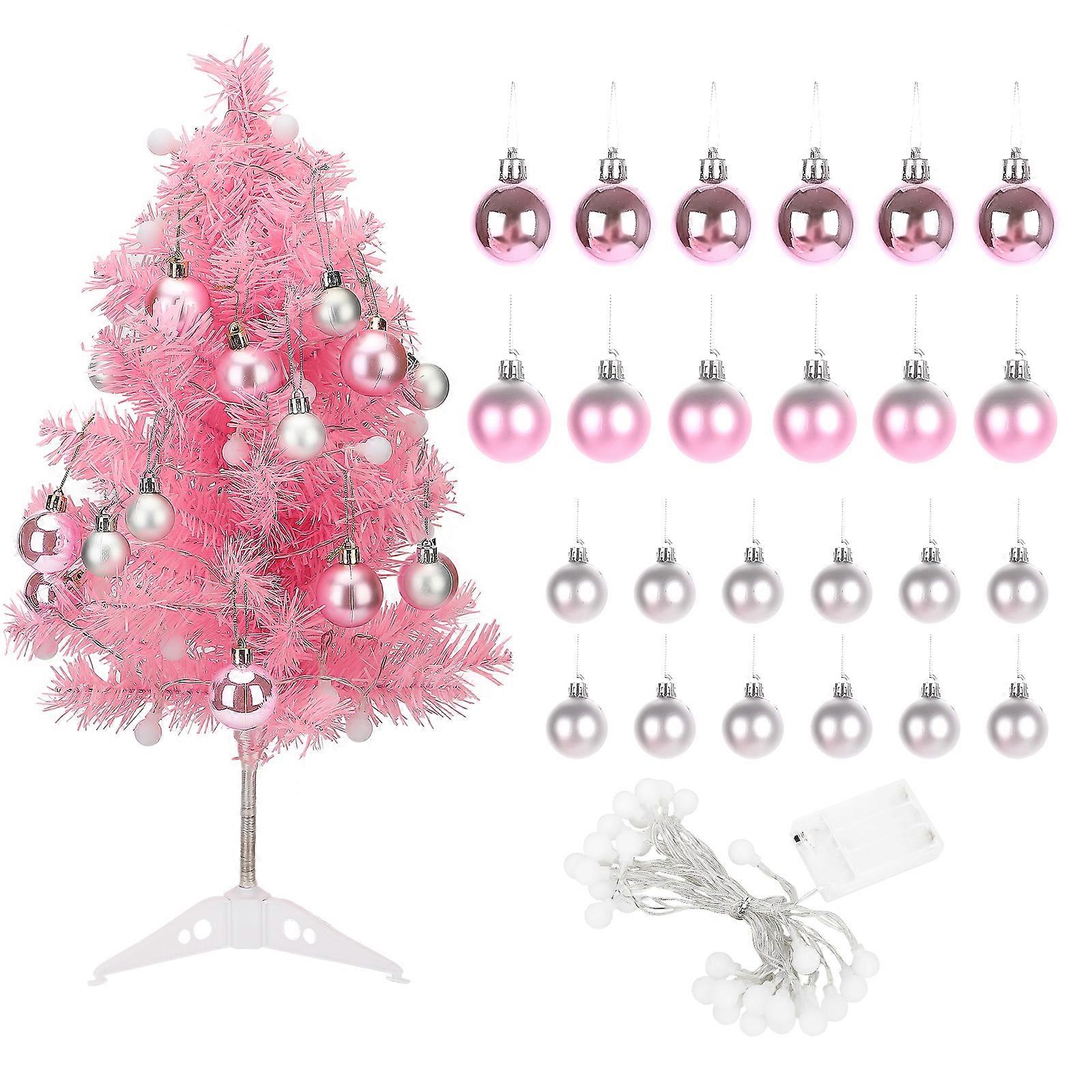 卓上DIYの装飾のためのLEDライトが付いているピンクの小型クリスマスツリー