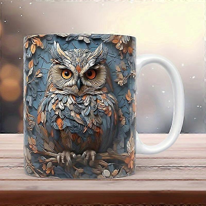 3D Owl Ceramic Coffee Mark Cup, Tea Cup, Cute Broken Wall Pattern