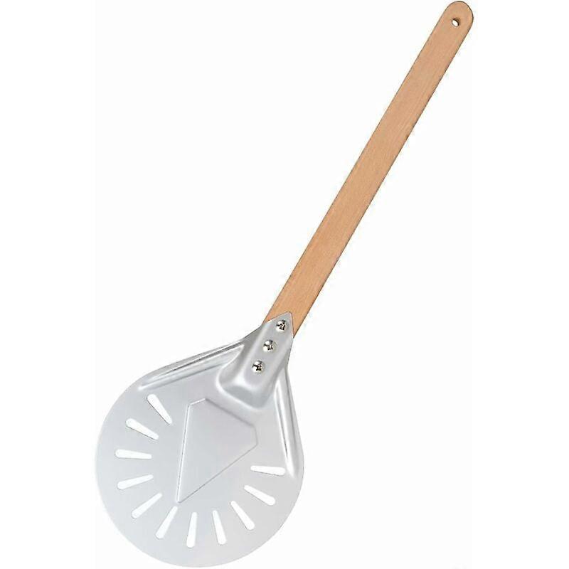 Geperforeerde pizzaschil, aluminium pizzaschep, pizzaserver, houten handvat