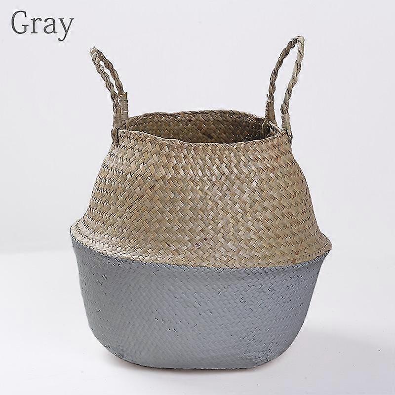 1Pc Storage Organizer Basket Foldable Plant Flower Pots Rattan Wickerwork Basket