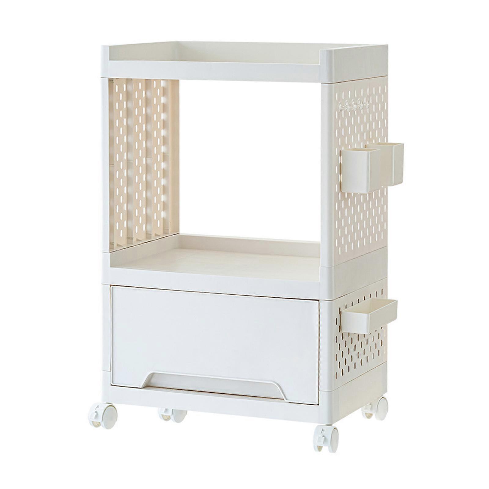 Durable White Plastic Mobile Organizers Practical Two Level Storage Solution Organizers For Keeping Spaces Neat