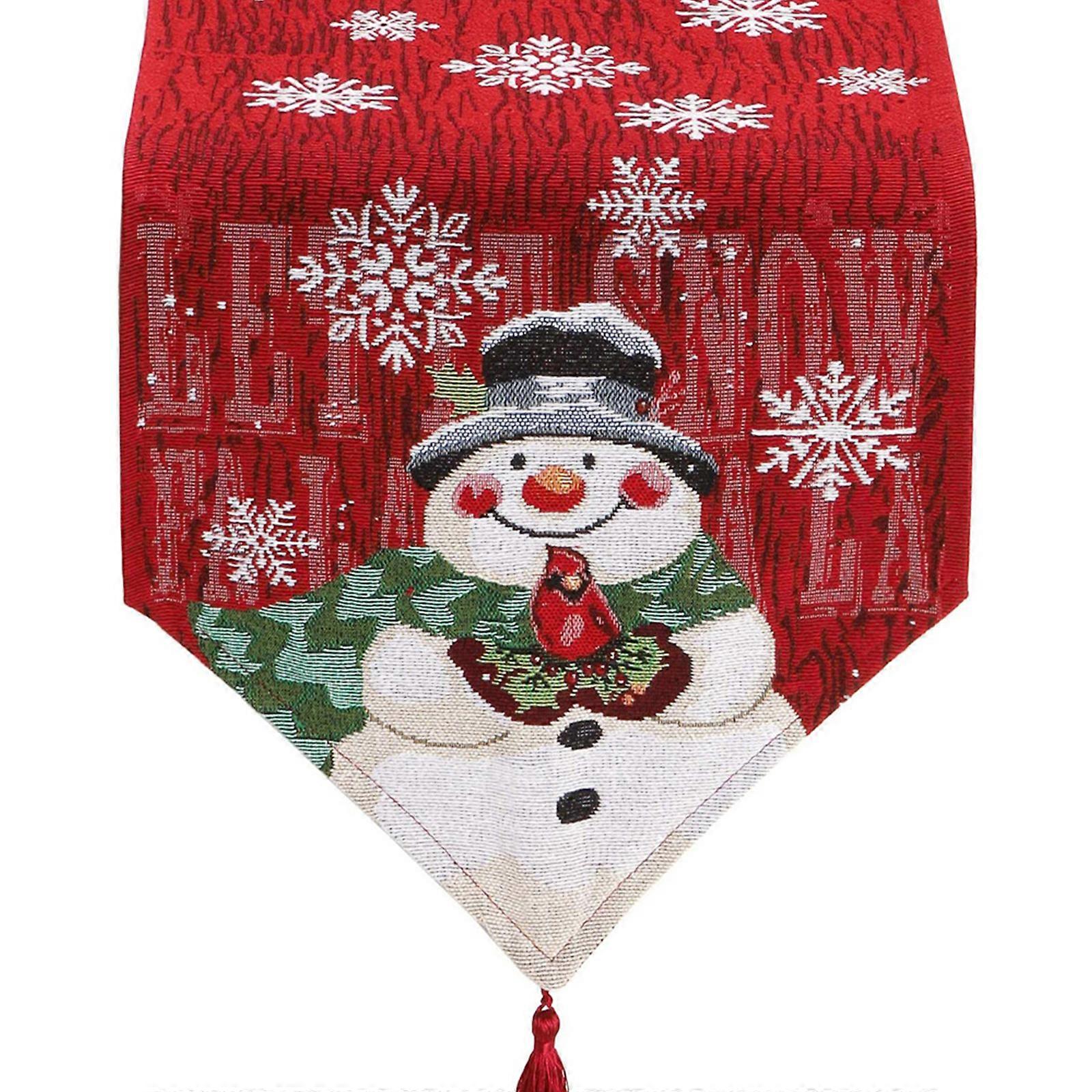 Festival Table Runner Christmas Tablecloth with Santa Print for Holiday Celebration Holiday Gatherings Party Supply