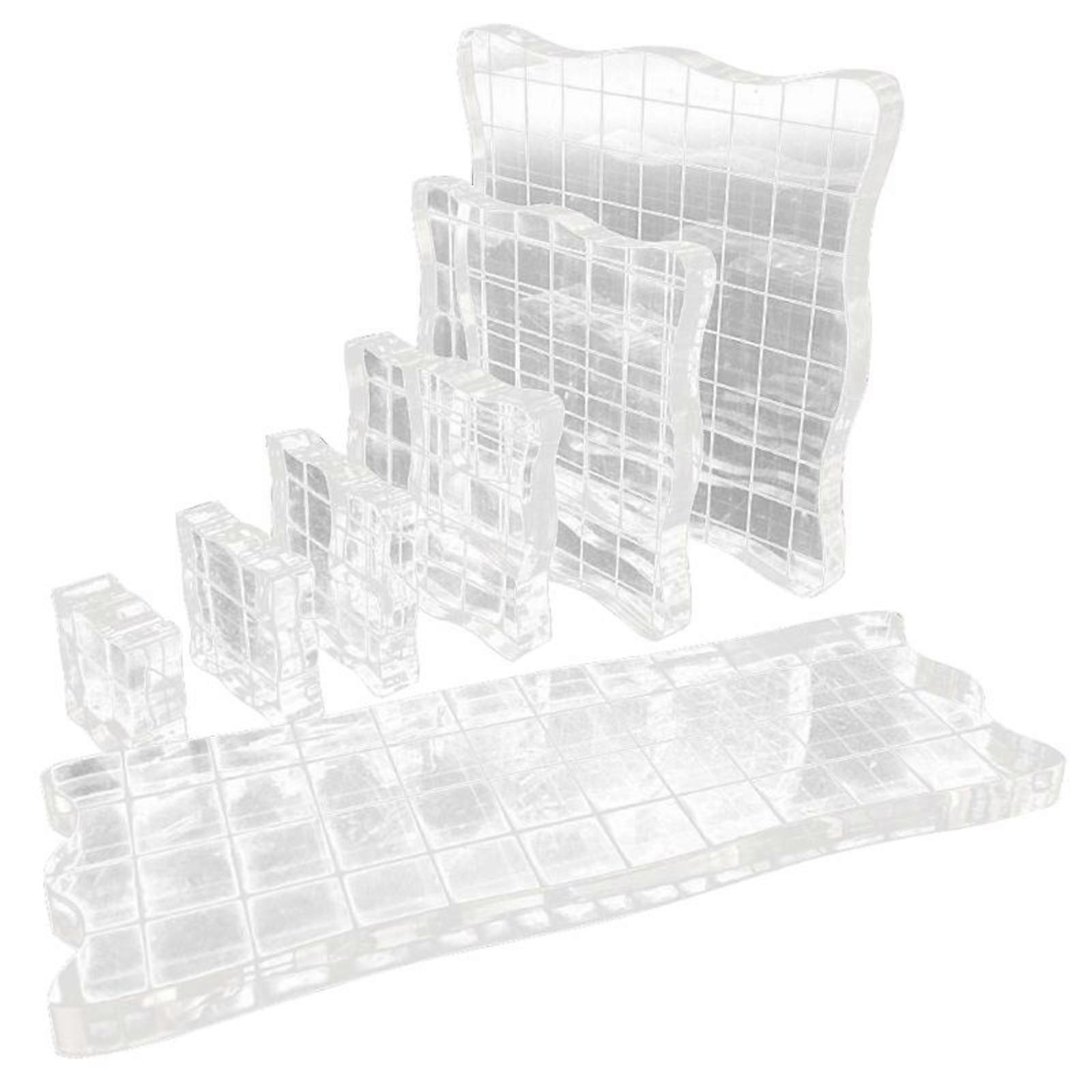 7pcs/set Transparent Acrylic Clear Stamp Block Pad Scrapbooking DIY Handmade Tool Curve Edges Stamping Clear