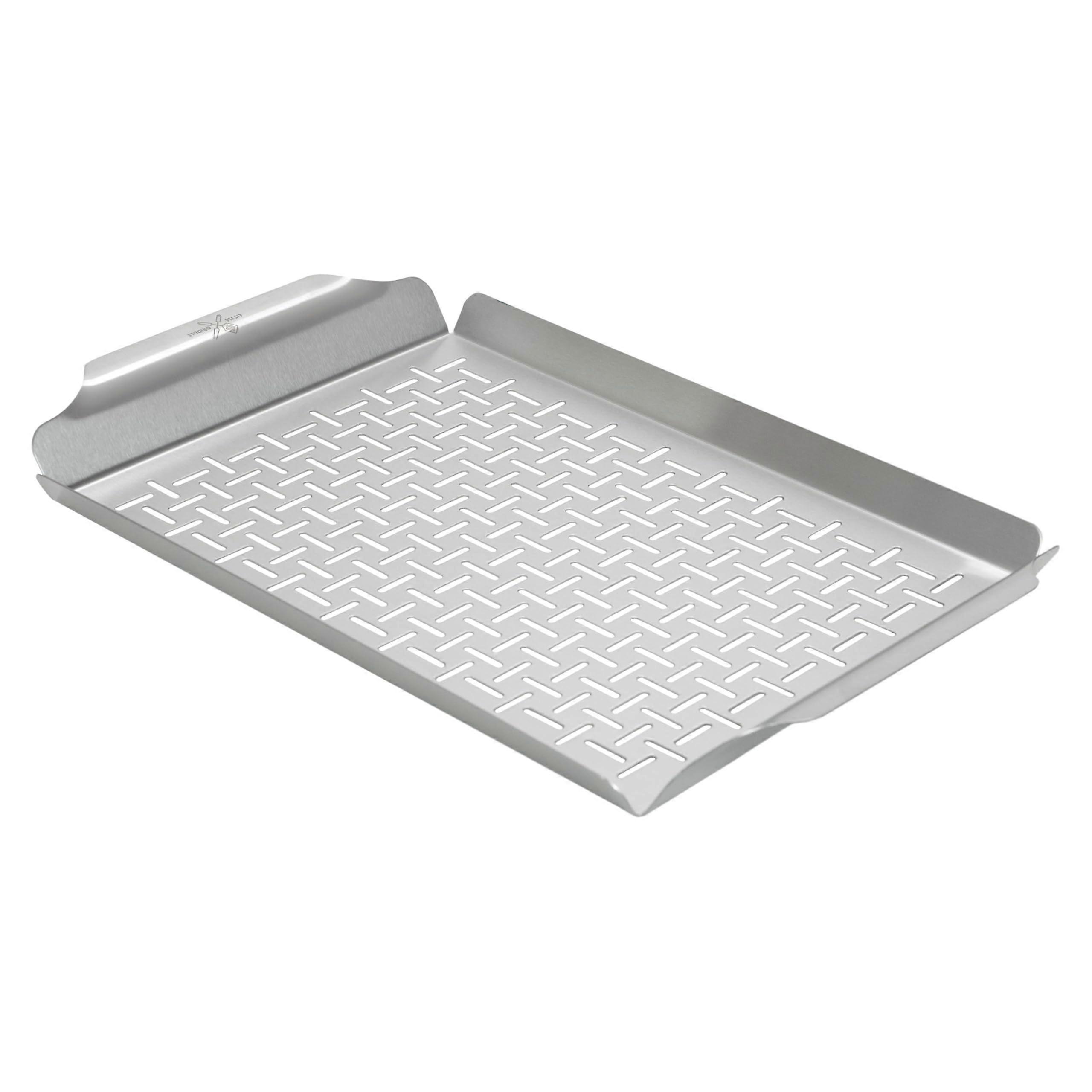 Large Stainless Steel Pro Grill Pan with High Sidewalls and Vented Design for Easy Cleaning and Cooking