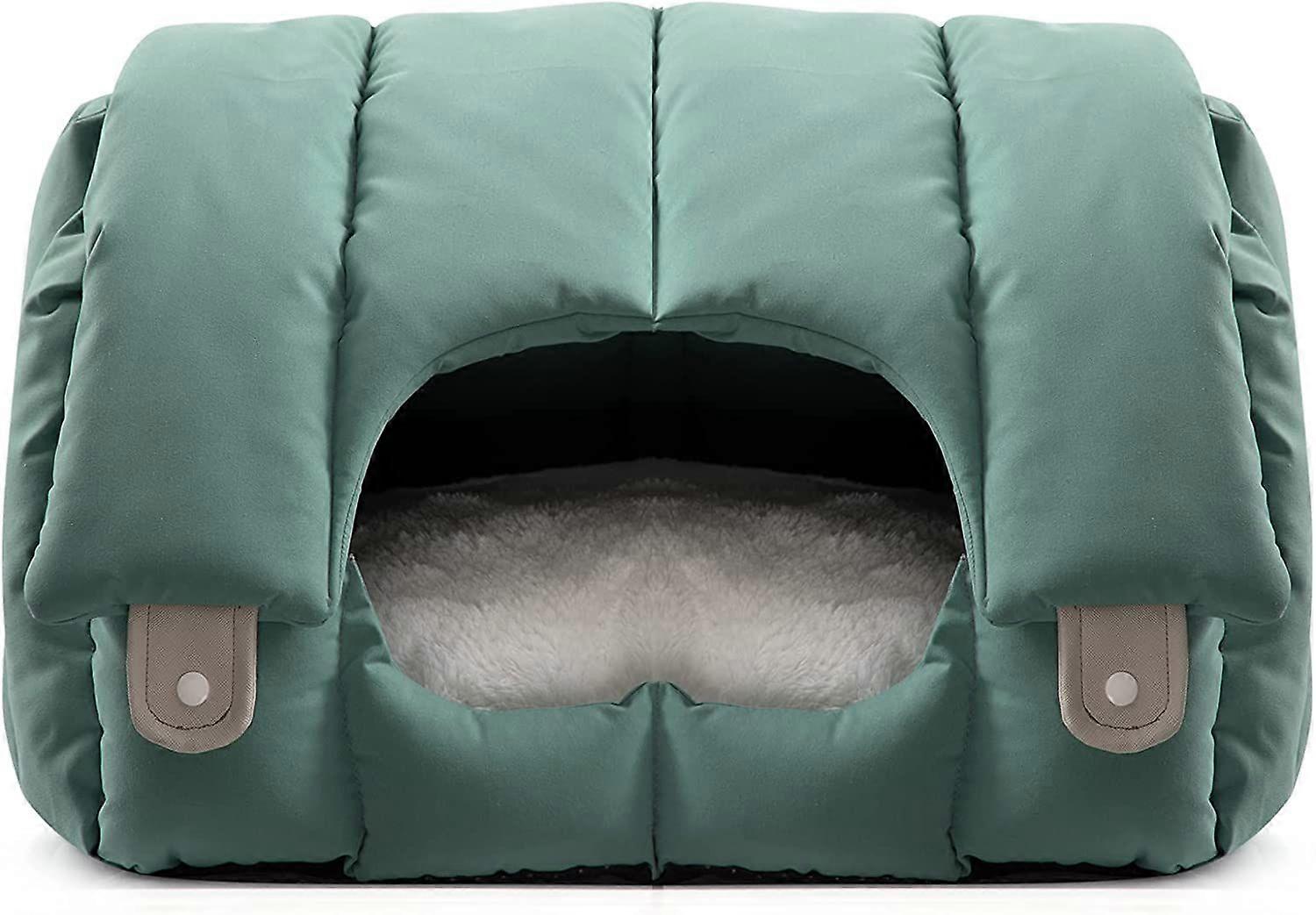 Super Soft Pet Bed, Cave Nest, 2-in-1 Sleeping Bed Puppy House for Cats and Small Dogs, Teal