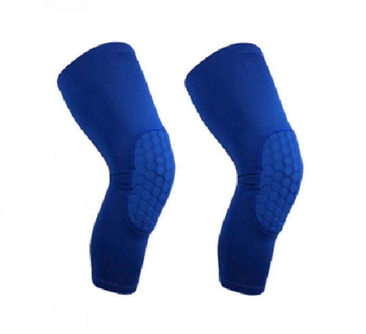 Knee Pads for Youth Adult, Basketball Knee Brace Support, Collision Avoidance Kneepad Compression Calf Shin -1Pair (Blue XL)