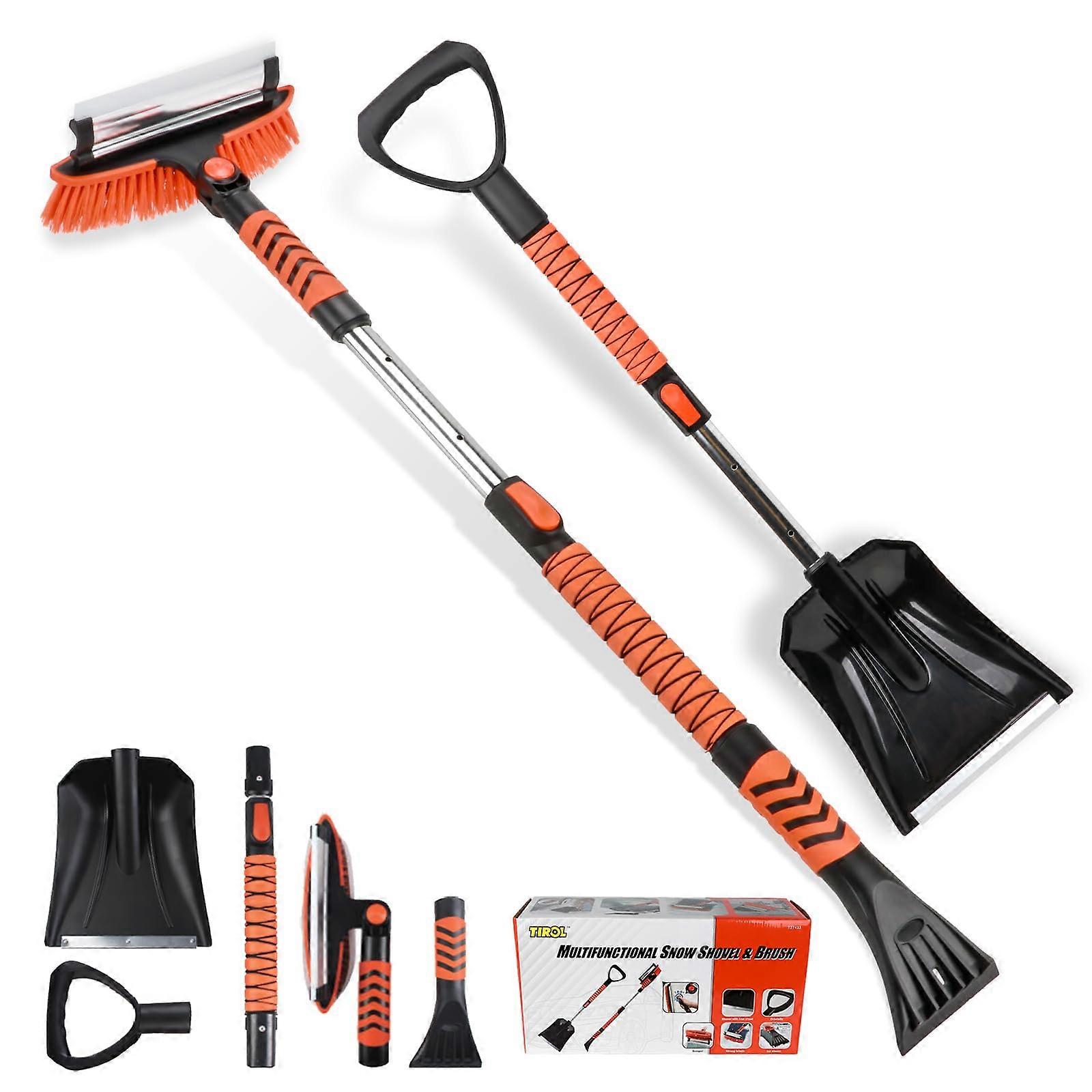 Ice Scraper & Extendable Snow Brush with Pivoting Brush Head and Foam Grip for Cars 42''
