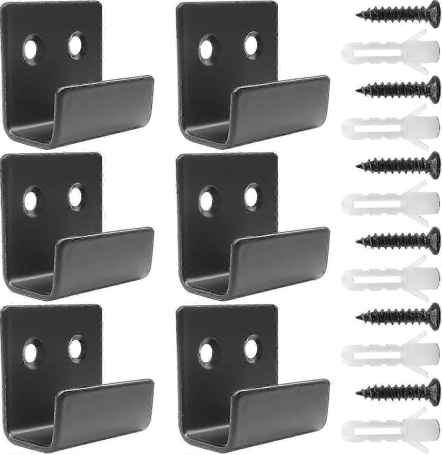 Duty Flat Hooks Stainless Steel, Ceramic Tile Display Bracket Mount Hook, Load-bearing(6pcs, Black)