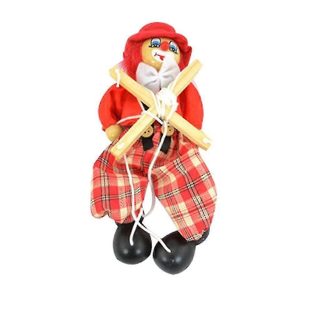 Clown Marionette Pull String Puppet Toy, Pull String Marionette Activity Doll, Funny Clown Handcraft Marionette Puppet