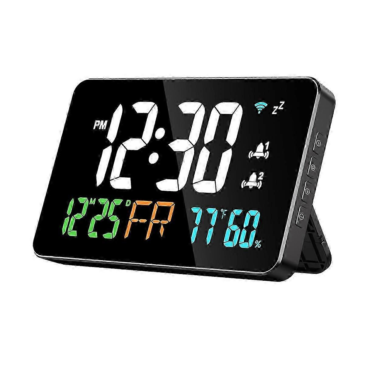 Digital Clock Alarm Clock WiFi Clock, Extra Large Letters, Temperature and Humidity, Calendar, Week fg2025031701442