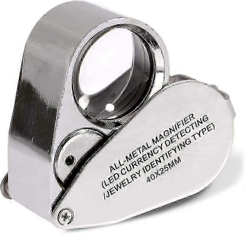 40x Jeweller Loupe Folding Magnifying Jewelry Eye Magnifier With Led Light Illuminated (led Currency Detecting/jewlers Identifying Type Lupe) fg202503