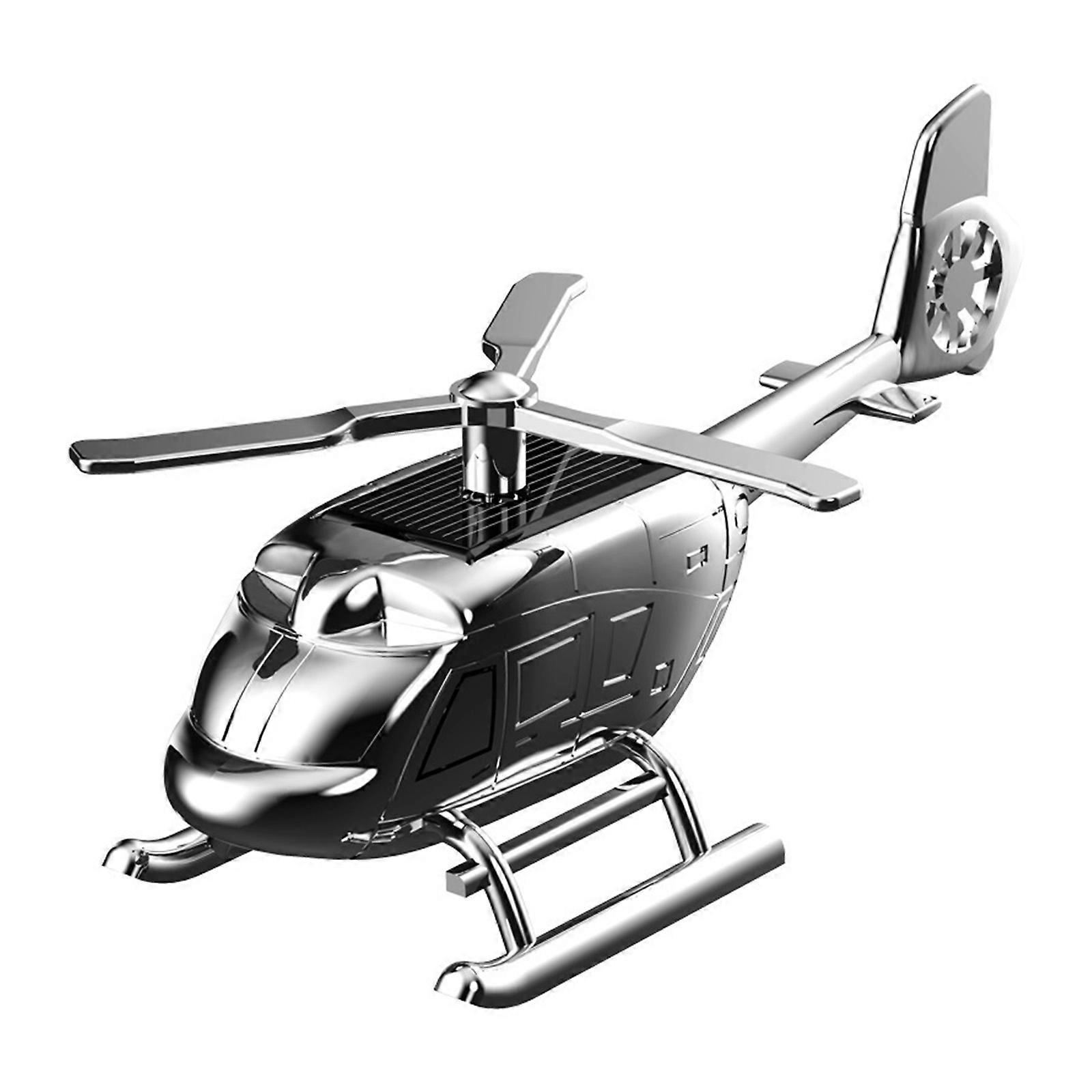 Solar Powered Helicopter Ornament Scent Dispenser with Rotating Propeller for Car Dashboard Decoration Air Freshening