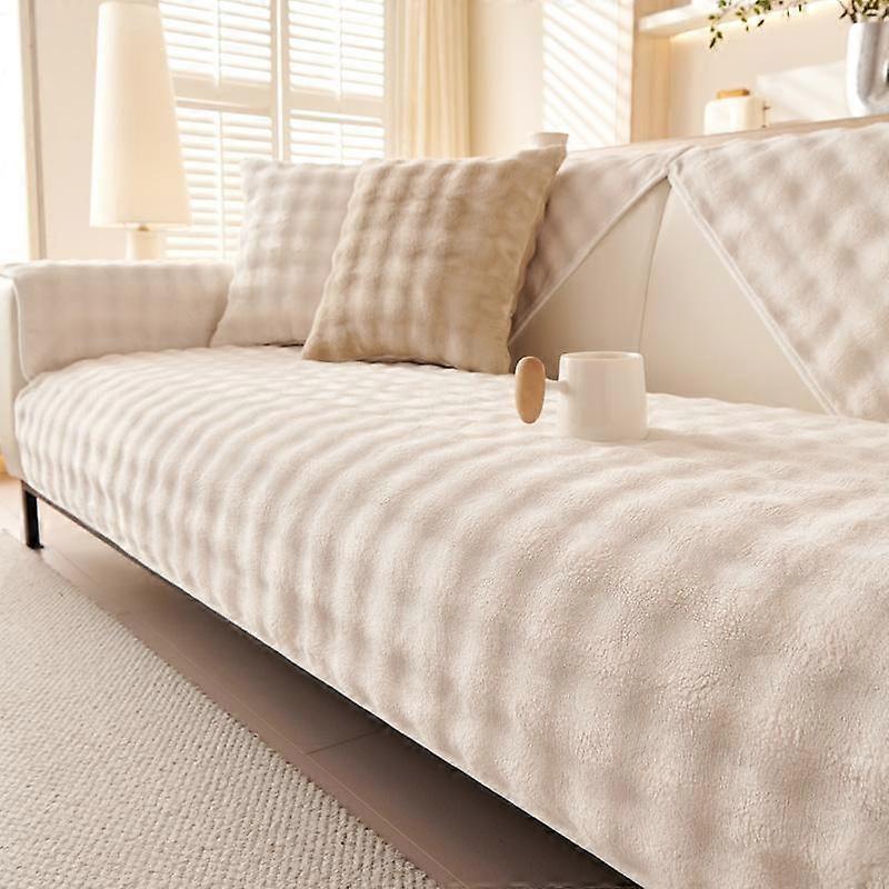 Thicken Plush Sofa Slipcover Universal Solid Color Sofa Towel Covers Non-slip Couch Slipcovers Sofa Towel for Living Room