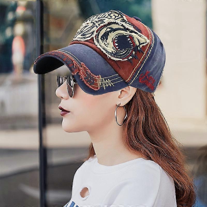 13948 Shark Pattern Washable Baseball Cap Spring and Autumn Sun Hat One Size