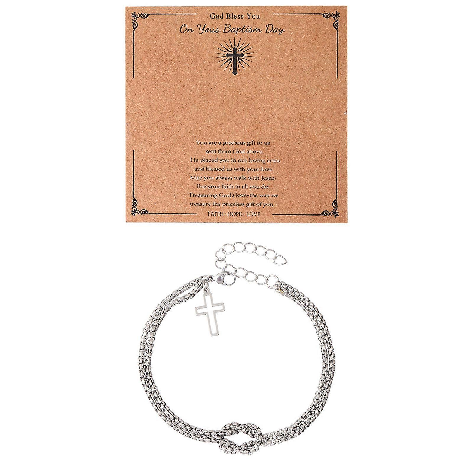 二層チェーンブレスレットチャームエレガントで調整可能なステンレス鋼チャームブレスレットゴシッククロスパーティー用アクセサリー