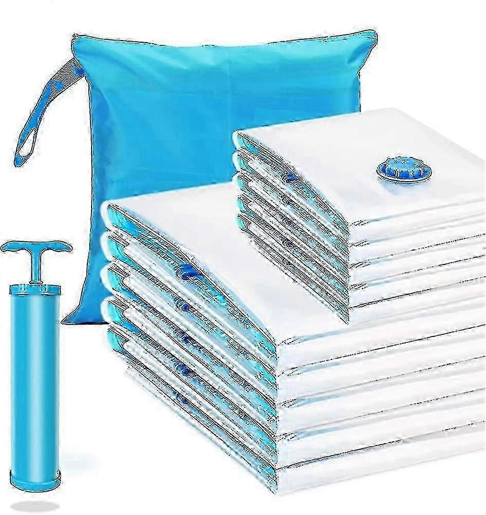 Vakuumpåsar för kläder och täcken, 12 stycken förvaringspåsar för resor, 4 stora, 100x80