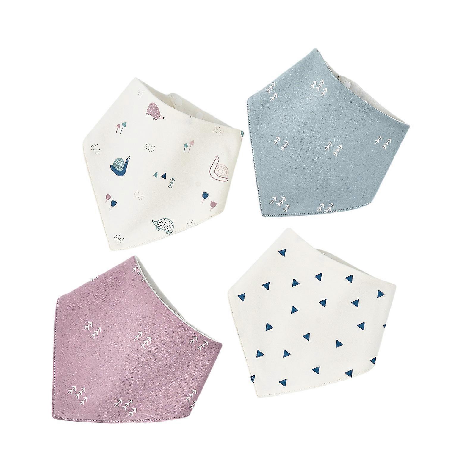 4Pcs Multifunction Baby Muslin Bibs Soft and Absorbent Triangle Bib for Toddlers Feeding Apron Breathable Saliva Towel
