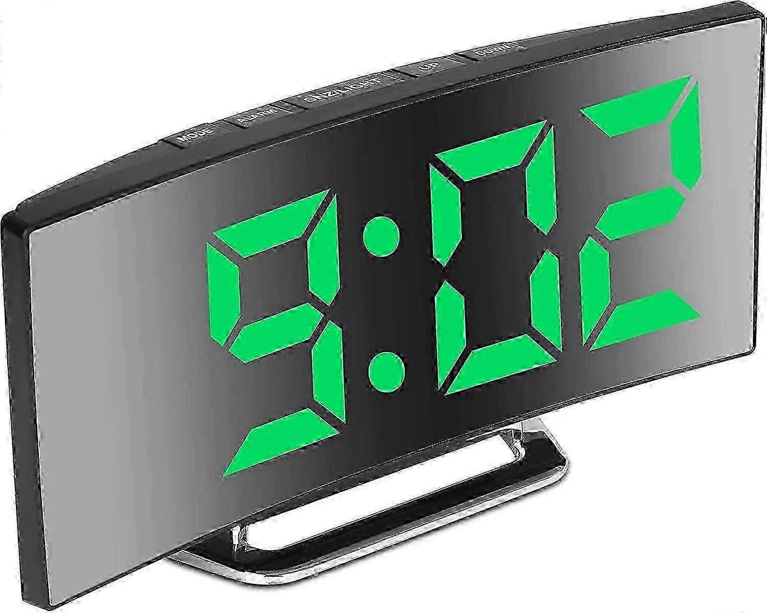 "Digital Silent Non-Ticking Alarm Clock for Bedrooms, 7'Large LED Mirror Screen, 2 Brightness Mode, 12/24H, Temperature, Date, Night Light, Snooze, US