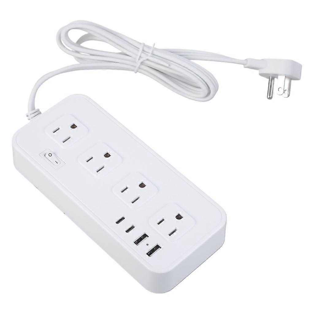 2Prong Flat Plug Power Strips Adapter 5FT Extension Cord 8 Outlets USB Port