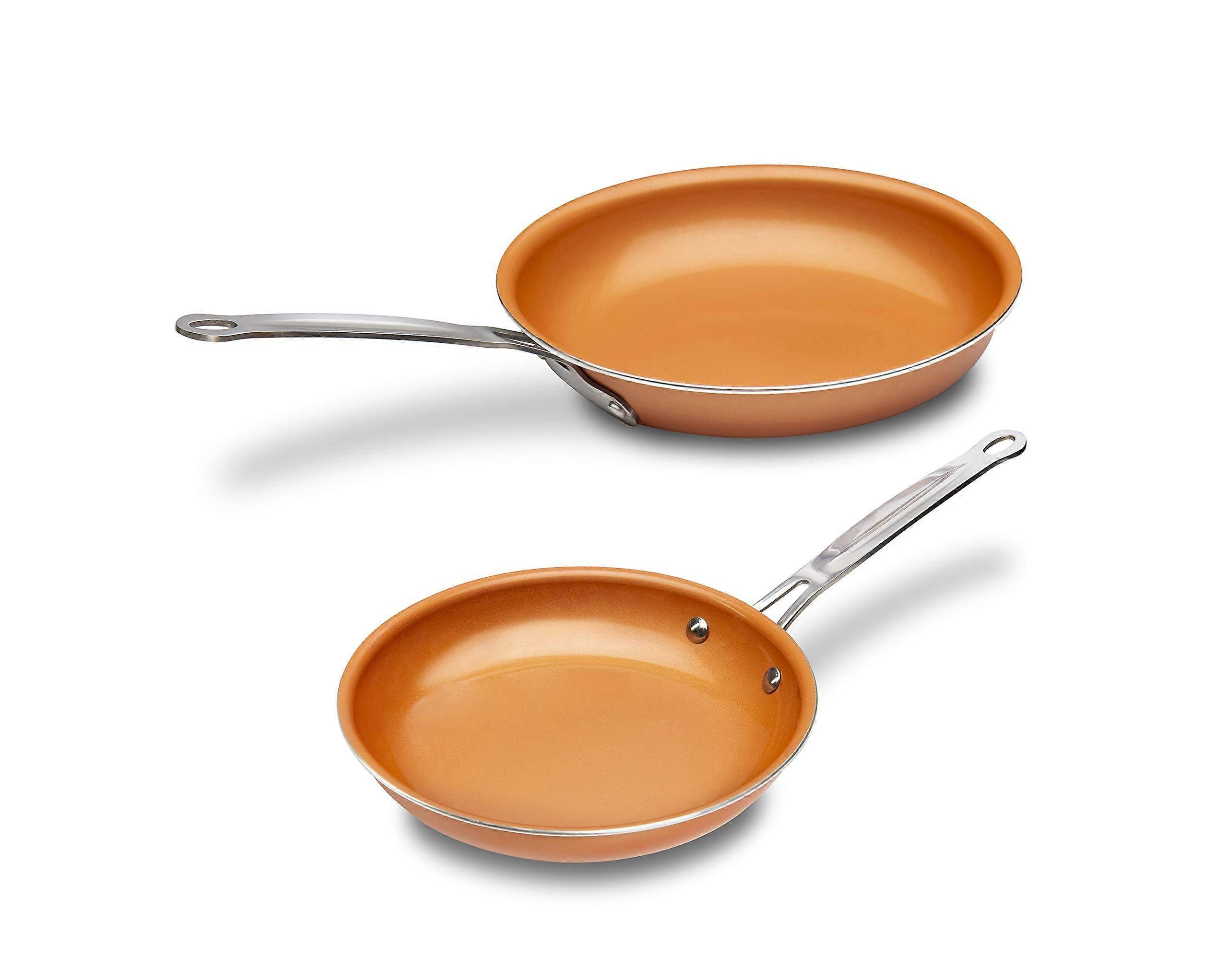 Copper Tone 8 and 9 Inch Ceramic Non Stick Frying Pan Set 2-Pack MP-160