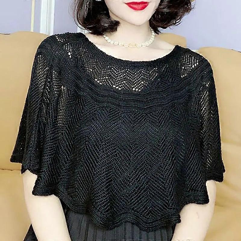 Women's Knitted Hollow Cotton Shawl Scarf Blouse Summer Autumn Elegant Ladies Sun Protection Cloak Smock