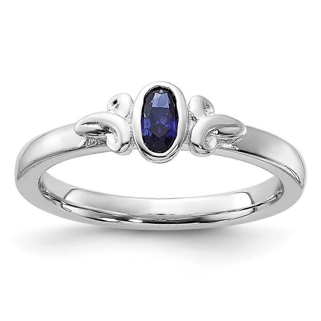 925 Sterling Silver Stackable Created Sapphire Ring-Stackable-Ring for Women - Ring Size: 5 to 10