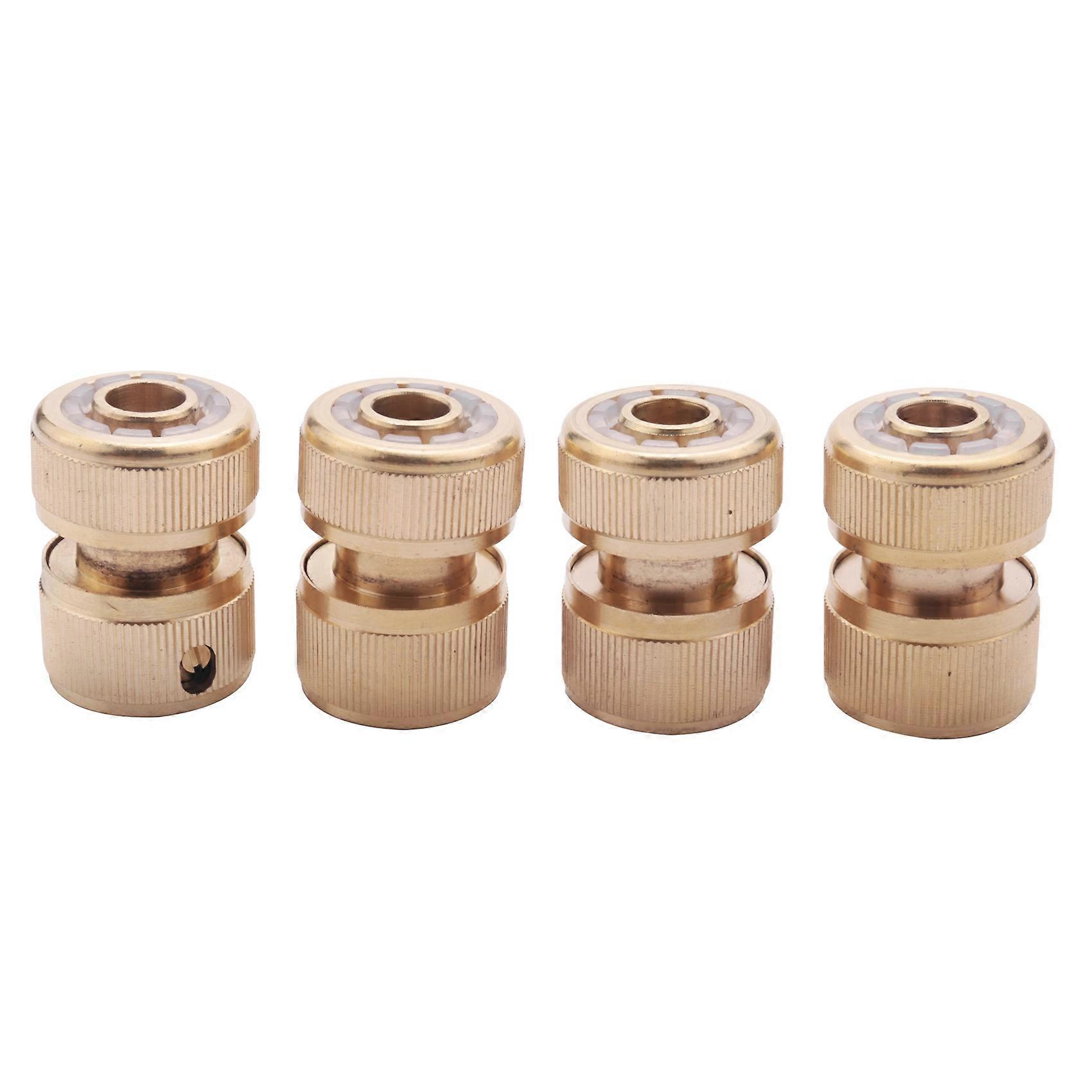 4 Pc Brass Hose Connector Hose End Quick Connect Fitting 1/2 inch Hose Pipe Quick Connector for Gard