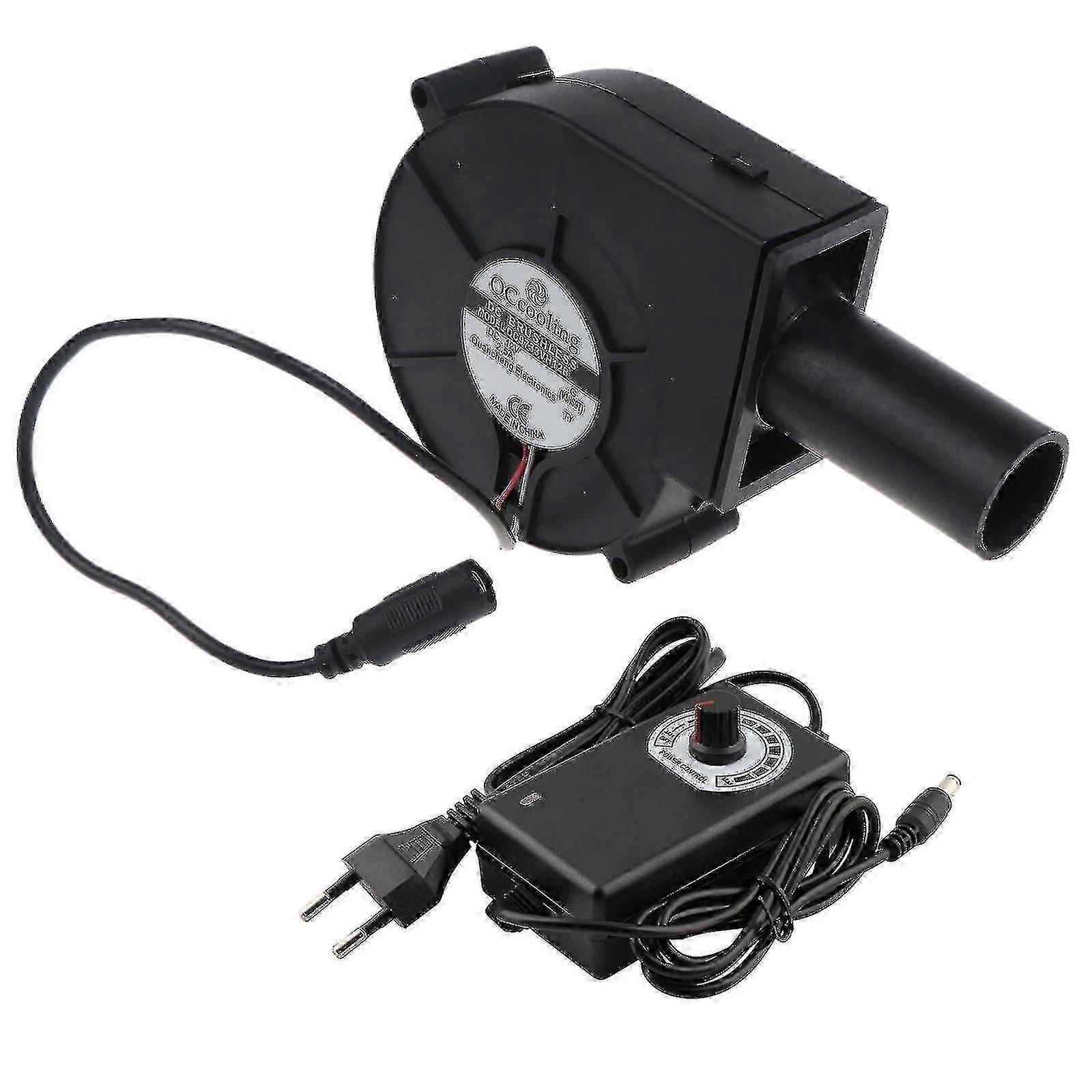 Dc12v 2.5a Bbq Fan Air Blower With Speed Regulation Power Adapter Eu Plug