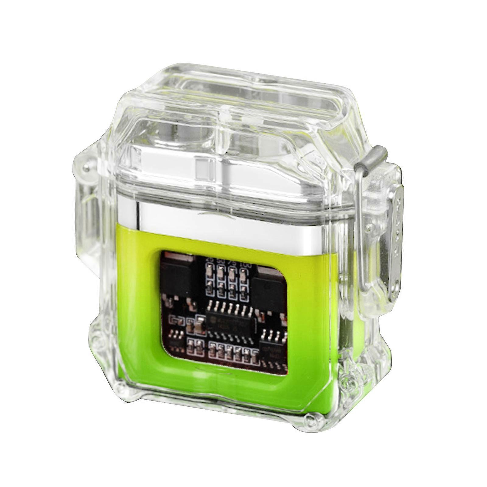 Electric Rechargeable Arc Plasma Waterproof Lighter Electronic Lighters LED Display Arc Lighter Clear Shells Arc Lighter Yellow green