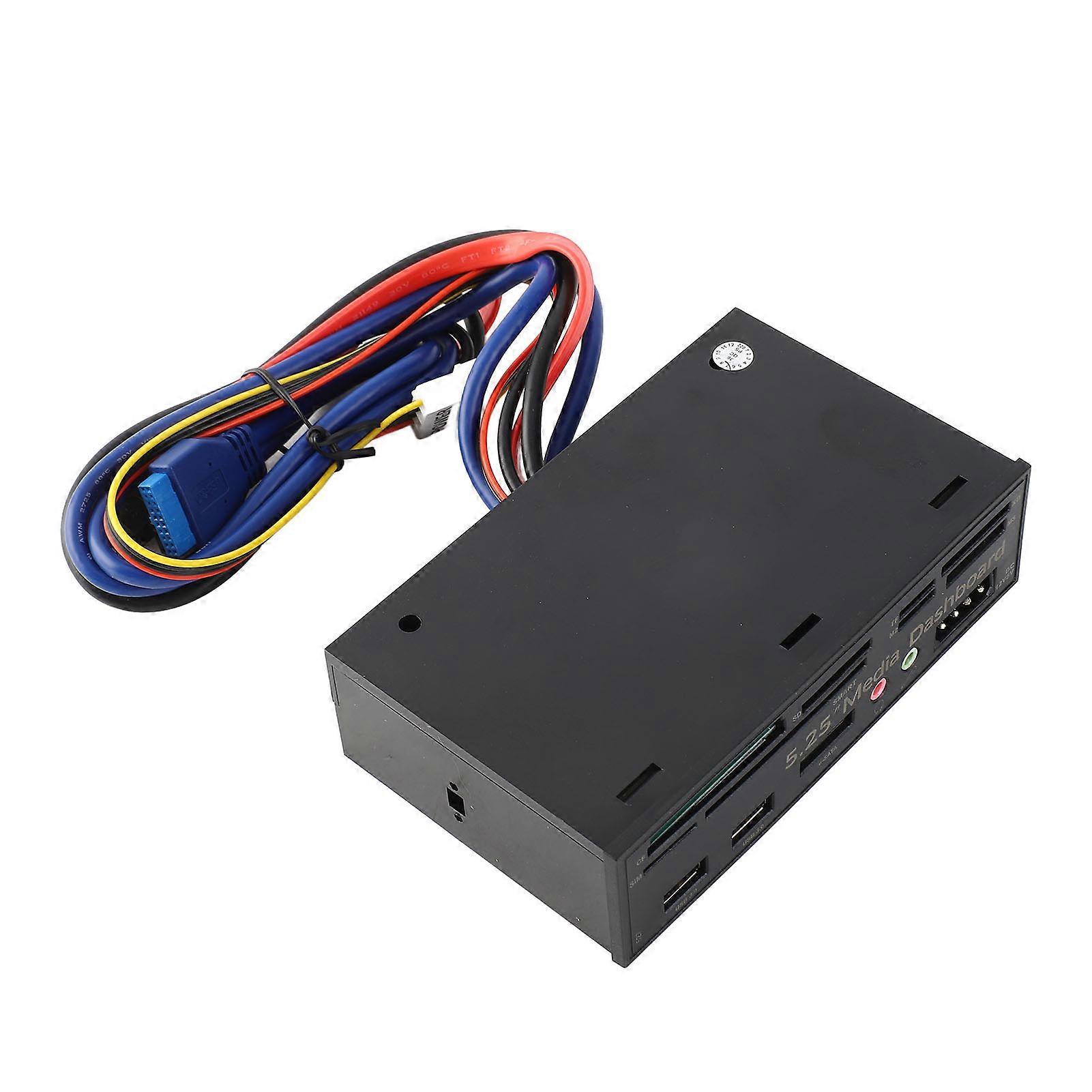 Multi Function USB 3.0 Hub eSATA Card Reader 5.25in Black Panel