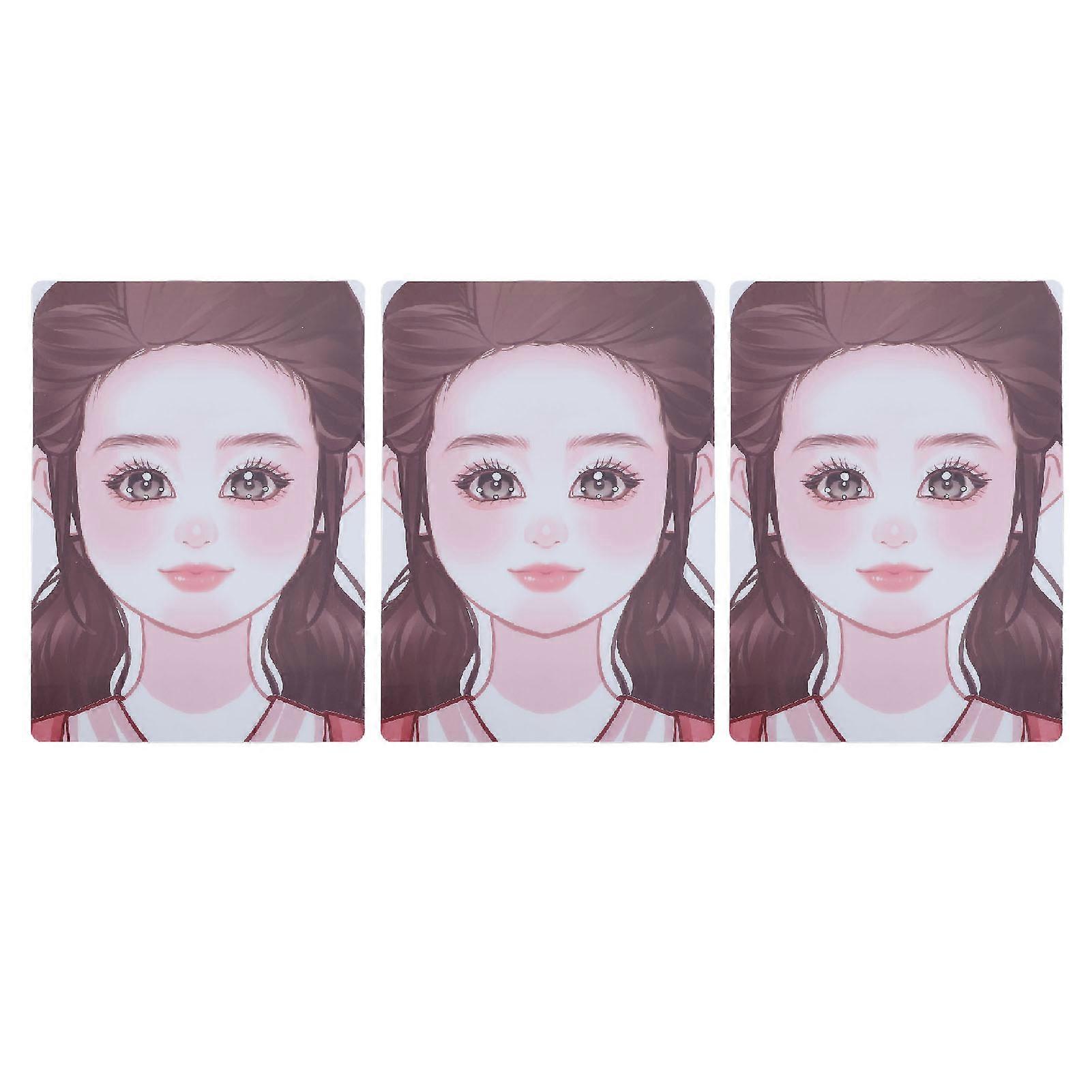 3pcs Reusable Makeup Painting Practice Boards for Home Use, Makeup Exercise Templates with Red Top, Stage Makeup Training Tools