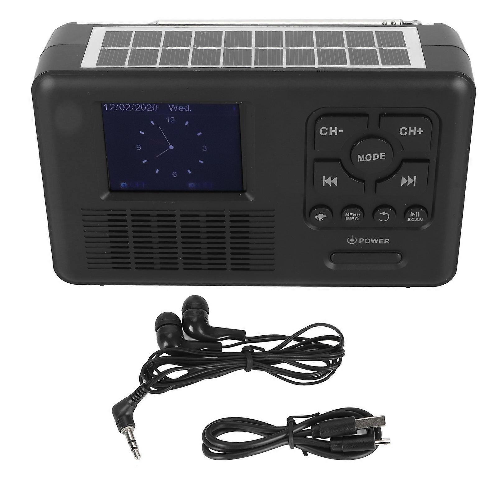 Solar Hand Crank Radio DAB FM Bluetooth 5.0 4 Ways Powered Emergency Radio with Flashlight Memory Card MP3 Playback