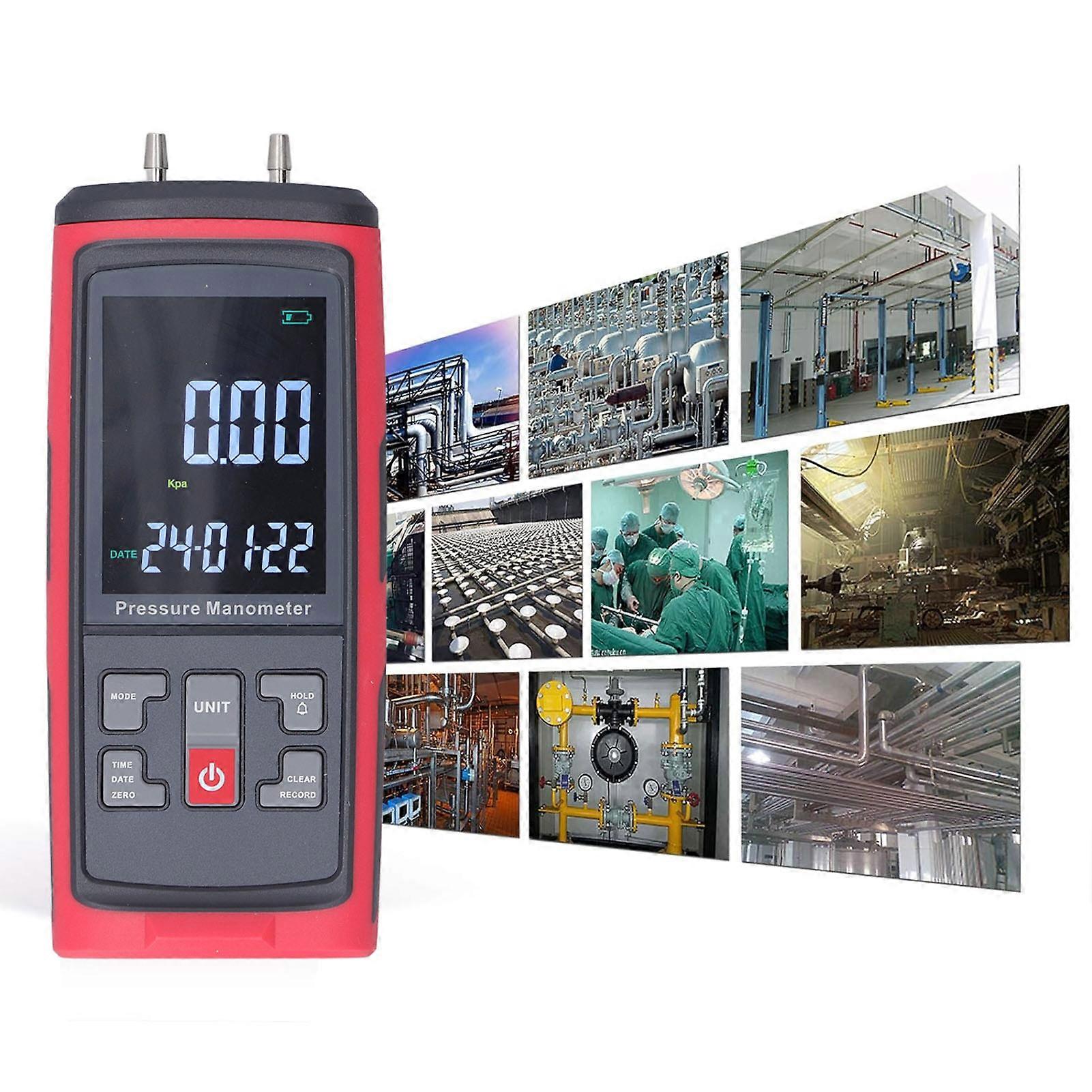 Digital Manometer Pressure Differential Pressure Gauge Air Pressure Tester with Data Recording ±250Pa 