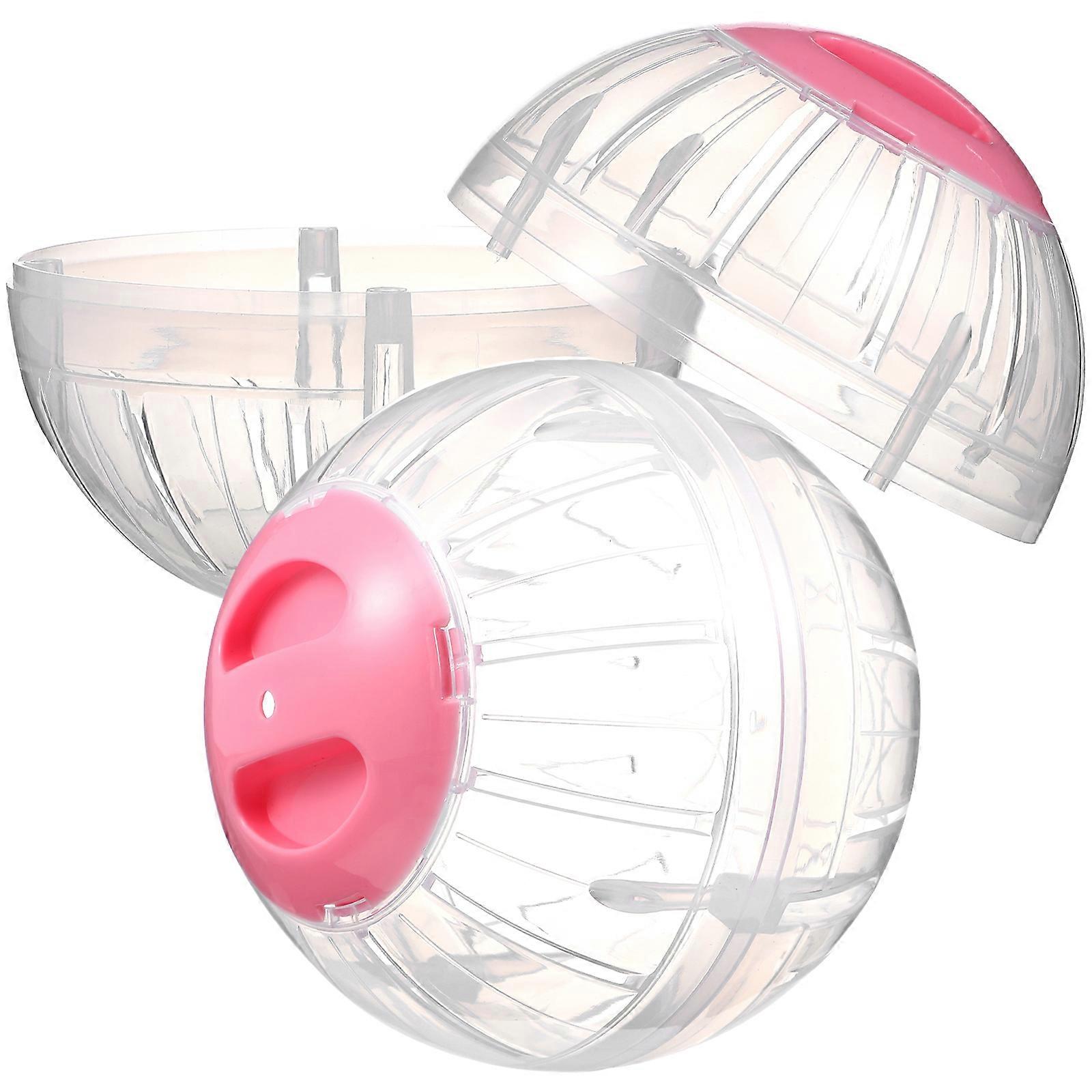 Hamster Exercise Balls 2pcs Durable Small Animal Activity Balls with Lock Design for Fitness and Mental Stimulation Transparent Pink