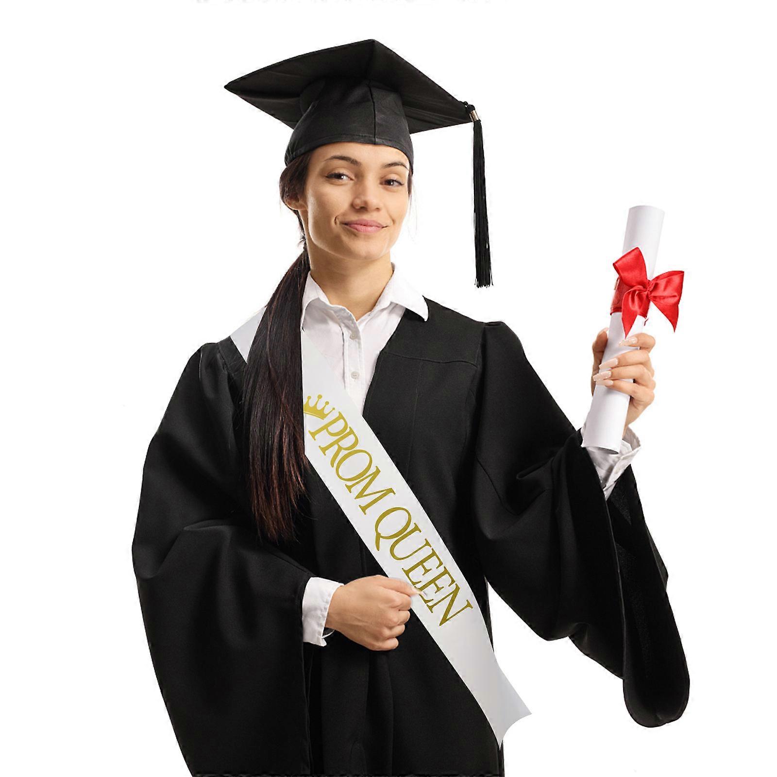 Satin Graduate Sashes with Glitter Letters for Graduation Prom King and Queen Ceremonies 2 Pack