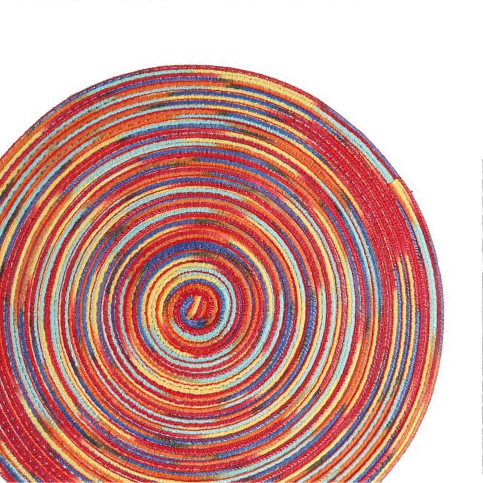 Colorful Cotton Yarn Woven Round Placemats Tea Coasters Round Braided Dining Table Mat Table Mat for Home Kitchen