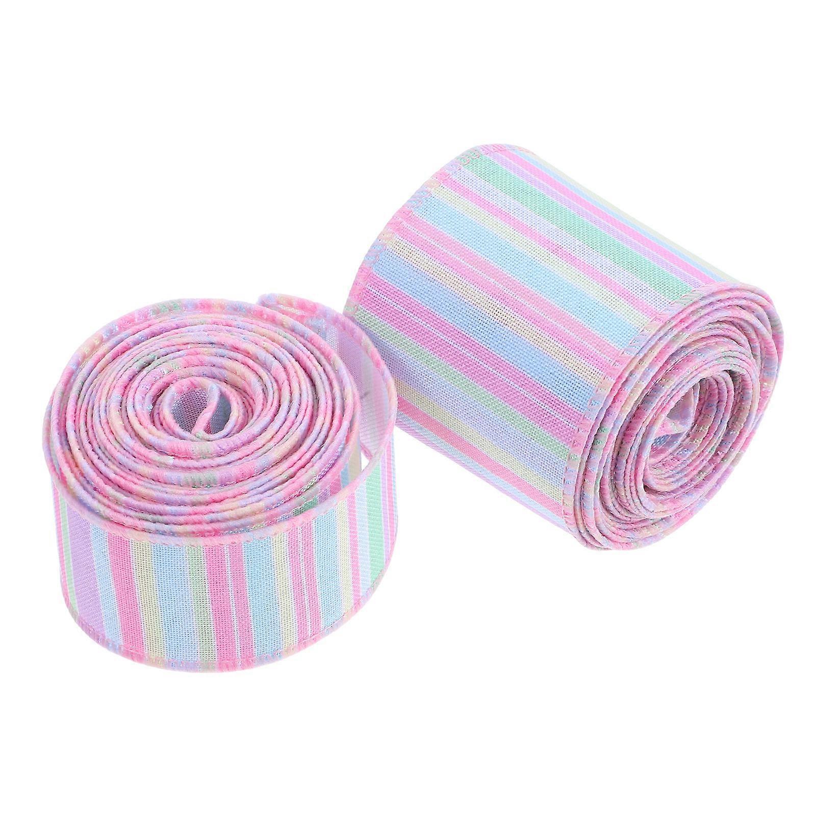 Horizontal Stripe Ribbon with Wire Edge, Functional for Easter and DIY Activities